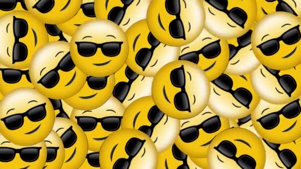 Анімація Рухомих Емоцій Сонцезахисних Окулярах Чорному Тлі Цифрове Згенерування Голограма — стокове відео