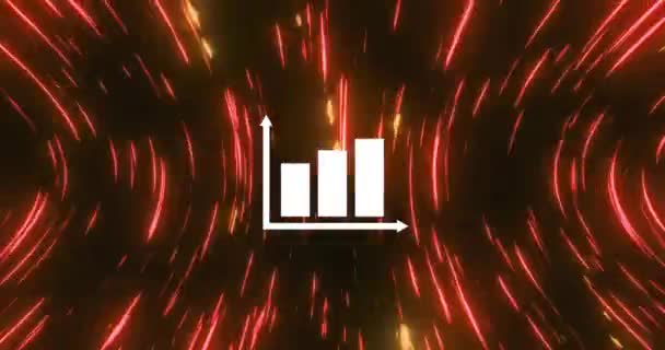 Parlayan Turuncu Işık Yollarının Üzerinde Istatistik Veri Işleme Animasyonları Küresel — Stok video