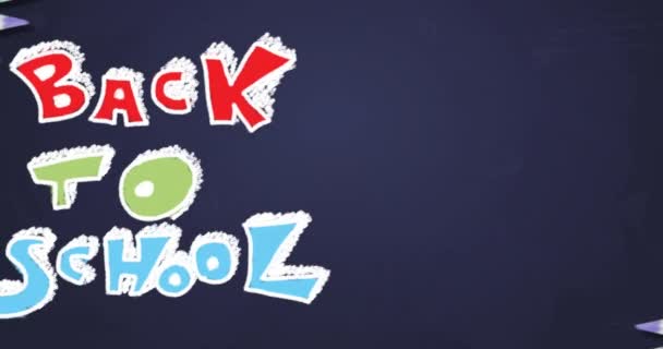 Animation Back School Text Colourful Pencils Blue Background Education Learning — Vídeos de Stock