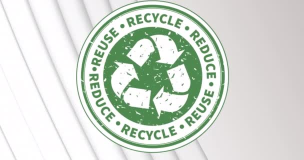Animation Recycle Text Green White Circle White Stripes Green Ecology — Vídeo de stock