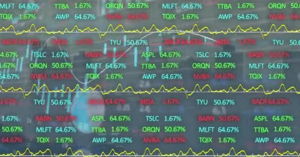 Animace Zpracování Finančních Údajů Nad Statistikou Městským Prostředím Globální Koncepce — Stock video
