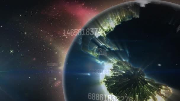 Animation Nombres Réseau Connexions Travers Monde Connexions Globales Calcul Traitement — Video