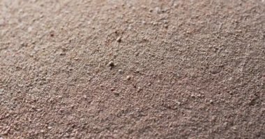 Kopya alanı arkaplanı olan kum tanelerinin yakın çekim videosu. Kum, doku ve kalıp kavramı.