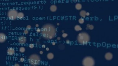 Karanlık arka planda veri işleme animasyonu. Küresel iş, finans, hesaplama ve veri işleme kavramı dijital olarak oluşturulmuş video.