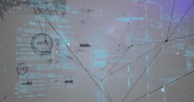 Gri arkaplandaki ışık noktasıyla bağlantı ve veri işleme ağının animasyonu. Küresel ağ ve iş teknolojisi kavramı