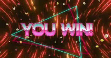 Sendeki animasyon, neon çizgileri ve ışık izlerinin üzerindeki metni kazanıyor. Küresel video oyunu, hesaplama, dijital arayüz ve veri işleme kavramı dijital olarak oluşturuldu.