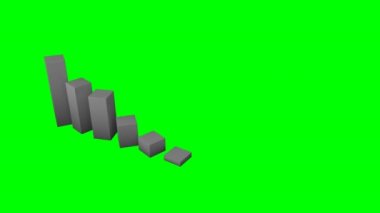 Yeşil arkaplan ile 3D çubuk grafiklerinin animasyonu. Dijital olarak üretilen hologram, illüstrasyon, rapor, iş dünyası, üç boyutlu ve soyut kavram.