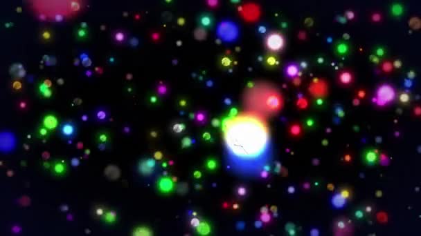 Animation Glowing Spots Particles Black Background Colour Light Movement Concept — Wideo stockowe