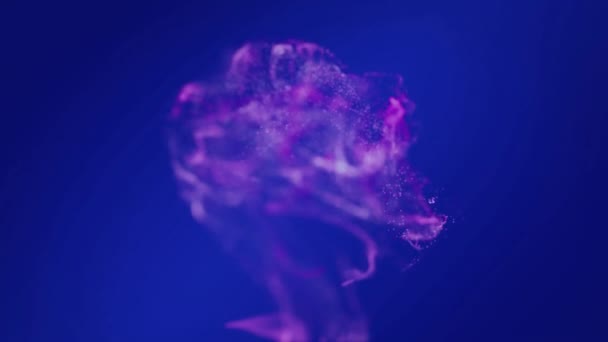 Animación Partículas Rosadas Brillantes Moviéndose Sobre Fondo Azul Concepto Color — Vídeo de stock