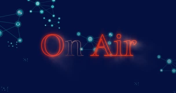 Animation Air Text Connected Icons Black Background Digitally Generated Hologram — Stock Video