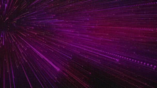 Animation Glowing Purple Particles Moving Black Background Colour Shape Light — 图库视频影像