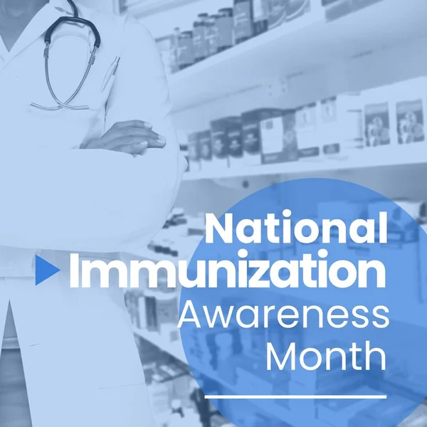 Nationale Immunisatie Bewustzijn Maand Tekst Het Midden Van Biraciale Vrouwelijke — Stockfoto