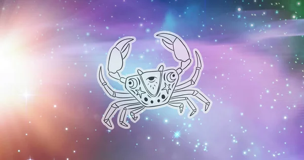 Mor Arkaplandaki Yıldızların Üzerindeki Kanser Yıldızının Birleşimi Zodiac Astroloji Kavramı — Stok fotoğraf