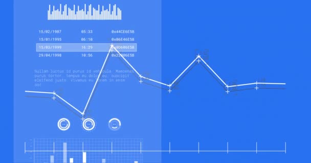 Statisztika Adatfeldolgozás Animációja Kék Háttérrel Globális Digitális Interfész Számítástechnikai Adatfeldolgozási — Stock videók