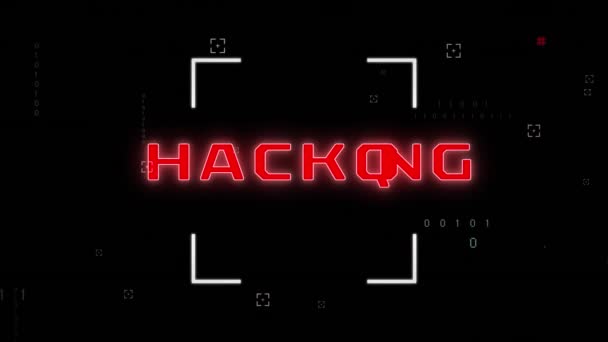 Animação Hacking Processamento Dados Texto Sobre Fundo Preto Cibersegurança Global — Vídeo de Stock