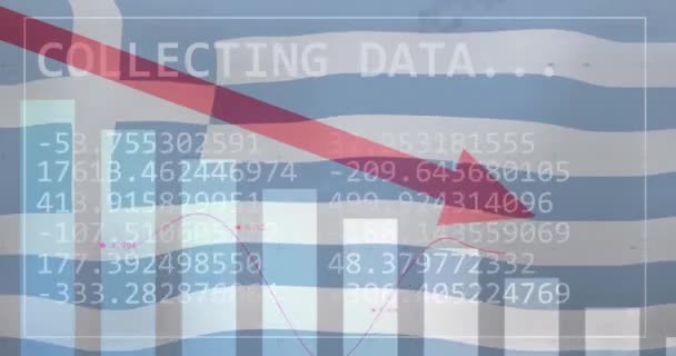 Animation Statistics Data Processing Waving Flag Greece Business Communication Digital — Stok video