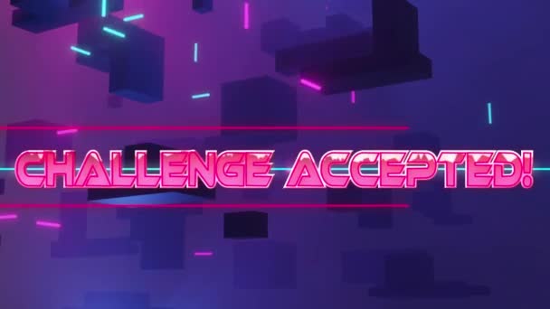 Animation Challenge Accepted Text Purple Background Global Video Game Communication — Stock Video