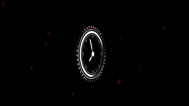 Veri Işleme Saatin Karanlık Arka Planda Tik Tak Çalışmasının Animasyonu — Stok video