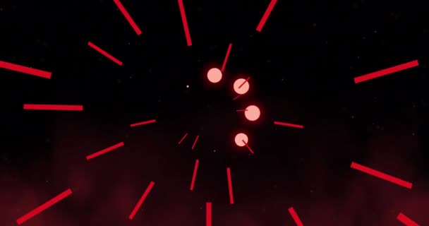 Animatie Van Het Laden Cirkels Gegevensverwerking Rood Licht Paden Donkere — Stockvideo