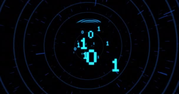 Karanlık Arka Planda Ikili Kodlama Veri Işleme Parmak Izi Animasyonu — Stok video