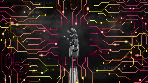 Animace Zpracování Dat Pozadí Ramene Obvodu Robota Global Artificial Intelligence — Stock video