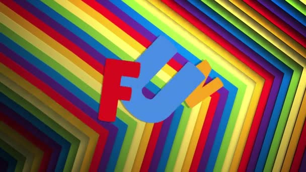 在彩虹形状上动画有趣的文字 全球视频游戏 连接和数据处理概念 — 图库视频影像