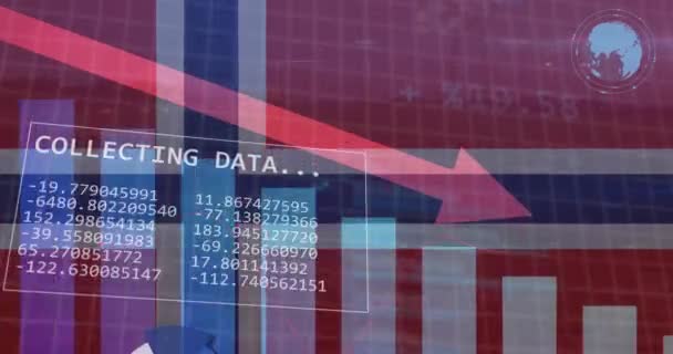 Animación Estadísticas Procesamiento Datos Sobre Bandera Norway Negocios Comunicación Interfaz — Vídeos de Stock