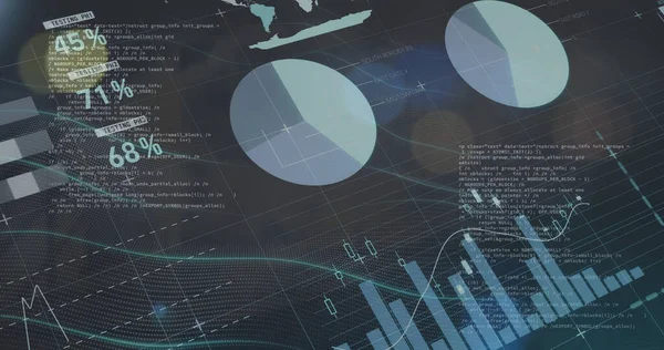 Sammansatt Finansiell Databehandling Med Statistik Globalt Affärs Finans Databehandlings Och — Stockfoto