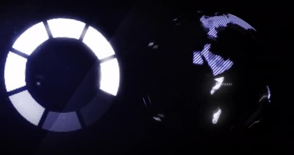 Animacja Zakresu Globu Przetwarzaniem Danych Czarnym Tle Globalny Interfejs Cyfrowy — Wideo stockowe