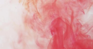 Pembe suluboya mürekkebin gri arka planda suya karıştığı yavaş çekim videosu. Güzel soyut arkaplan kavramı