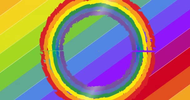 在彩虹的背景下 爱情的动画自豪的Lgbtq文本 Pride Month Lgbtq Human Rights Equality Concept Digital — 图库视频影像