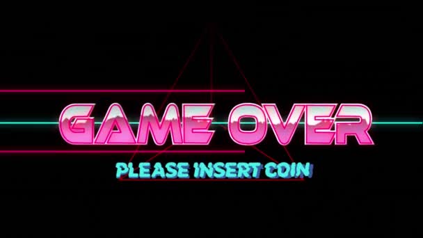 Animasi Game Text Neon Lines Black Background Global Video Game — Stok Video