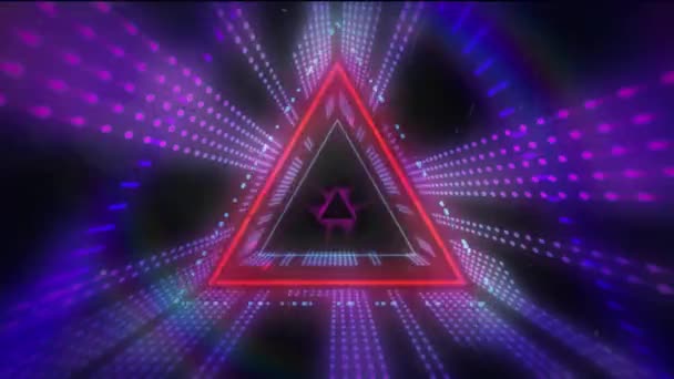 Neon Tünelin Animasyonu Siyah Arkaplanda Bağlantılar Genel Video Oyunu Dijital — Stok video