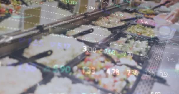 饭店食品财务数据处理的动画化 全球商业 计算和数据处理概念数字生成的视频 — 图库视频影像