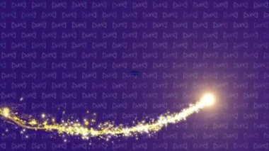 Senin animasyonun mor arka planda kayan yıldızı yendi. Küresel video oyunu, dijital arayüz, iletişim, bilgisayar ve veri işleme kavramı dijital olarak oluşturuldu.