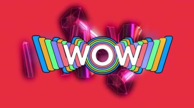 Pembe bloklar üzerine gökkuşağı animasyonu. Sosyal medya, iletişim, renk, tekrarlama ve hareket kavramı dijital olarak oluşturulmuş video.