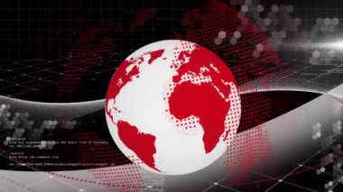 Siyah arka planda dünya ve veri işleme animasyonları. Küresel iş, finans, hesaplama ve veri işleme kavramı dijital olarak oluşturulmuş video.