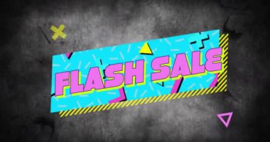 Soyut şekilli retro konuşma balonunda flash satış metninin birleşimi. Satışlar, perakende ve iletişim konsepti dijital olarak oluşturulmuş görüntü.