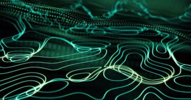 Yeşil veri aktarım ağıyla bağlantı ağının animasyonu. Küresel ağlar, işletmeler, finansmanlar, hesaplama ve veri işleme kavramı dijital olarak oluşturuldu.