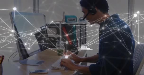 Animação Rede Conexões Sobre Homem Negócios Caucasiano Computador Conceito Redes — Vídeo de Stock