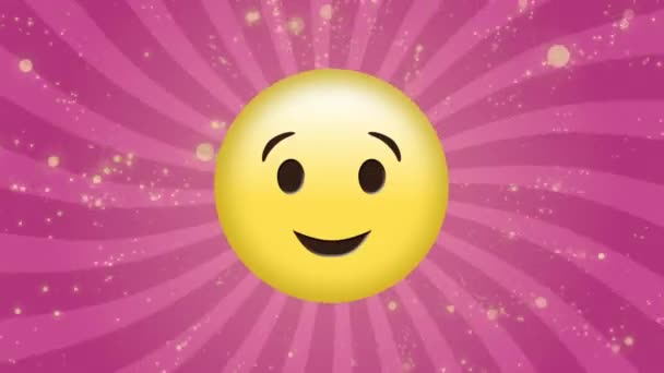 Animation Des Smiley Emoji Symbols Über Dem Hintergrund Des Streifenmusters — Stockvideo