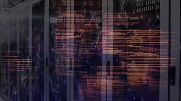 백그라운드에서 대하여 연결된 컴퓨터 언어의 애니메이션 디지털 데이터 네트워킹 네트워크 — 비디오