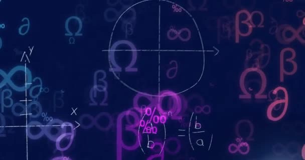 Animering Matematiska Ekvationer Symboler Och Diagram Över Lins Facklor Svart — Stockvideo