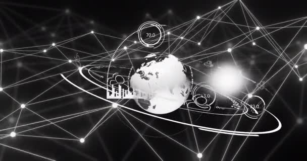 Animacja Danych Sieci Połączeń Całym Świecie Globalne Sieci Przedsiębiorstwa Finanse — Wideo stockowe