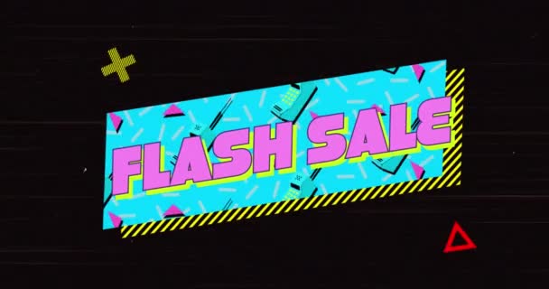 Animação Texto Venda Flash Bolha Fala Retro Com Formas Abstratas — Vídeo de Stock