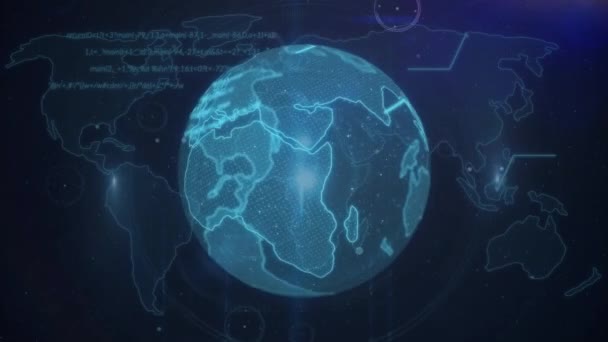 Анімація Єднань Обробки Даних Всьому Світу Глобальний Цифровий Інтерфейс Комунікація — стокове відео