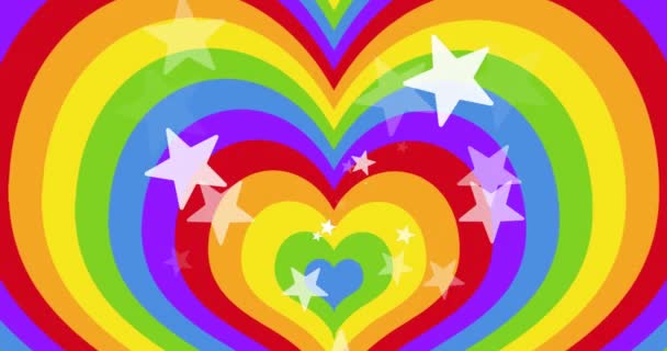 Animación Estrellas Texto Lgbtq Queer Sobre Fondo Arco Iris Pride — Vídeo de stock