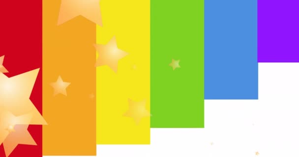 Animação Estrelas Orgulho Lgbtq Texto Sobre Fundo Arco Íris Mês — Vídeo de Stock