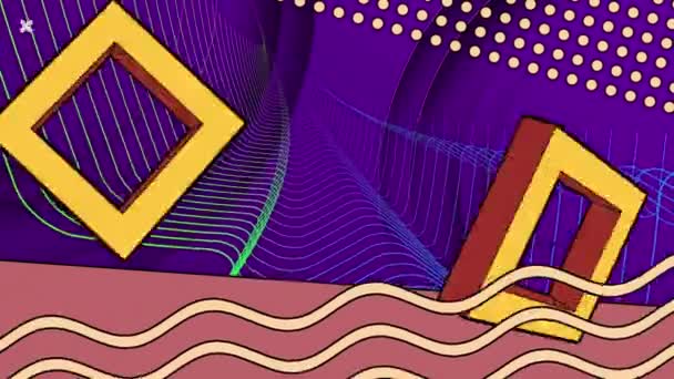 Animatie Van Retro Patroon Vormen Veelkleurige Achtergrond Patroon Kleur Vorm — Stockvideo