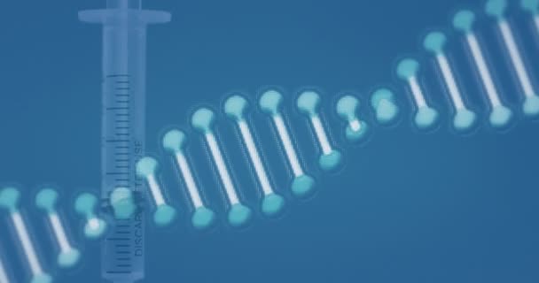 Animation Dna Strand Mathematical Equations Grey Background Global Science Digital — Stock Video